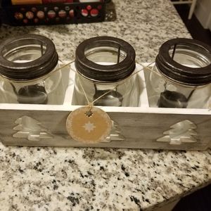 Christmas Decor Box w/Tealight Glass Jars